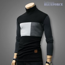 블루포스 코리아 터틀비엘본(JJPTM5) 배색 폴라티 목티 남자 기모 터틀넥 티셔츠 목폴라 터들넥 절개 디자인 커플룩 빅사이즈