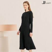 JJ지고트 골지 플리츠 보트넥 니트 원피스 GM2P1OPT3