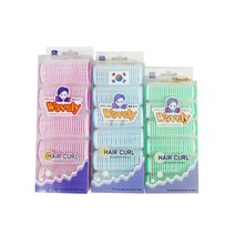 3색 컬러 헤어 구르프 웨이브 그루프 파마 볼륨 구루프 왕 롯드 물결펌 패드 하기 구르프 헤어 롤 긴, 연두-소, 본상품선택