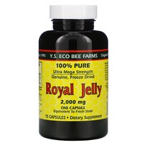 Y.S. Eco Bee Farms 로얄젤리 100% 순수 2 000mg 캡슐 75정