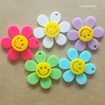 와요또 스마일 꽃 펜던트 키링 만들기 부자재, 보라