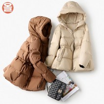 여성구스숏패딩 숏패딩 보온 다운 데일리 후드 구스 여자 스트링