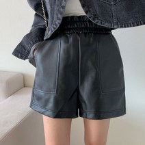 [랜덤플레이] 빅 포켓 루즈핏 레더 밴딩 숏 팬츠