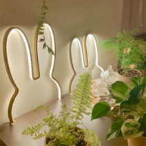 이코노미쿠스 붙이는 LED 토끼 침대 간접 조명 수면등 무드등 대형, 골드 (대)