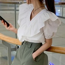 떳다그녀 드비아 빅프릴 반팔 블라우스