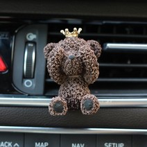 귀여운 왕관 쓴 뽀글이 곰돌이 실내 차량용 석고방향제 (리필 오일 포함), 라벤더, 눈가린+입가린set