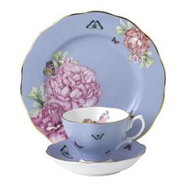 로얄알버트 프렌드십 티컵 + 소서 + 플레이트 20.3cm 찻잔세트, 1개, Tranquility Blue