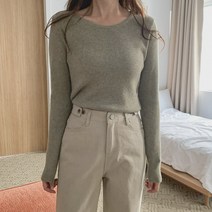 린다샵 여성용 라노페 뱀부 라운드 골지니트 NT3125K18