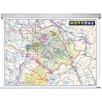 지도코리아 전주시 관내도 110*79cm 롤스크린 소형, 고급천 - 롤스크린 (소형)