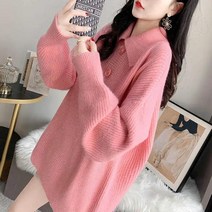 SJW 여성용 카라 스웨터 골지 니트티 롱박스티 겨울 빅사이즈 S~5XL
