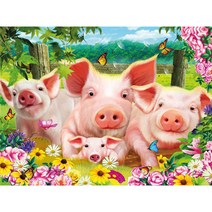 복돼지 가족 우드 직소퍼즐 해돼지띠 행운 행복 재물 장수 가져다주는 럭키피그 나비 말 풍수 조각퍼즐 모음 어르신 효도선물 집콕취미 집중력향상 성인용 스트레스 해소, 복돼지 가족 퍼즐05호, 500피스