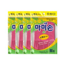 마미손 주방용 천연고무 라텍스 고무장갑 오른손만하나, 중/M, 4개