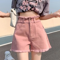 코카마니 여성 투버튼 컷팅 수술 A라인 예쁜 핑크 숏츠 면 기본 반바지