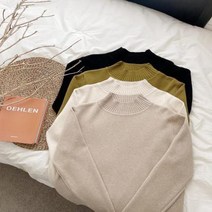 셀러허브(잡화) 여자 비스코스 골지 반목티 솔리드 무지 니트