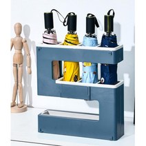 빗물받이 탈부착 장우산 단우산 틈새공간 우산보관함, S자형 우산꽂이(원톤블루)