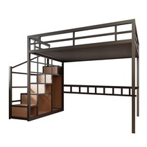 벙커침대 2층침대 프레임 철제 좁은아이방인테리어 중학생 사다리, 블랙
