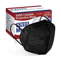 ChiSip KN95 안면 마스크 20개 5겹 컵 먼지 안전 남성용 여성용 PM2.5에 대한 통기성 보호 블랙, 100팩, 01.블랙