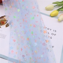 원단샘플 원단스와치 패브릭천 2세트 화려한 러브 & 스타 튤 패브릭 웨딩 생일 DIY 파티 사진 배경, 05 Light blue_01 50X150cm
