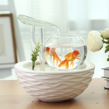 럭셔리 라운드 금붕어 탱크 거실 작은 ecologica 물고기 탱크 홈 울트라 화이트, 그림 c로