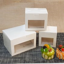 투명창 선물상자 포장박스 창문형 쿠키 마카롱 케이크 상자 손잡이상자 포장케이스, 투명창 화이트상자(3호)