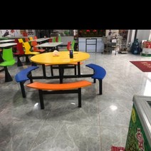 야외매점 테이블 원형 야외 편의점 탁자 정원 일체형 학교 의자 매점 공원 캠핑 벤치 쉼터, 8인용방화판원탁의색상은주문제작가능