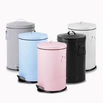 파스텔 모던 컬러 휴지통 (양철) 3L/5L/12L/20L (블루/핑크/블랙/화이트/그레이), 핑크, 20L