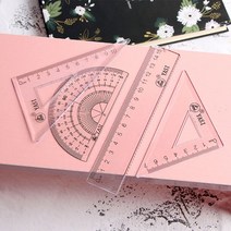 투명 각도기 삼각자 4종 세트, 2세트, clear