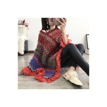 풀오버 여성 판초 케이프 뜨개질 가을 새로운 2021 패션 보헤미안 판쵸 망토 술 겨울 의류