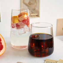 데일리 홈카페 북유럽스타일 투명 유리컵 내열 강화 유리잔 2size, High (500ml)