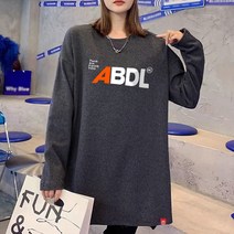간절기 봄신상 FW 여성 오버핏 기모 롱 티셔츠 옆트임 루즈핏 박시 빅사이즈 롱티셔츠 기모티 DT-23