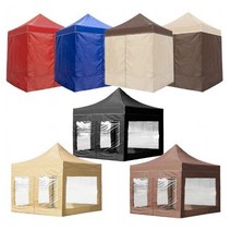 WINAIR 4COLORS 캐노피 방수 천막 지붕+프레임+일반바람막이+가방, 3mx3m_다크브라운(지붕+프레임+일반바람막이+가방)