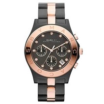 마크제이콥스 Marc by Jacobs Chronograph Two Tone 블랙 로즈 골드 여성s 시계 MBM3180