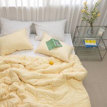 뭉게 구름 옥수수솜 봄차렵이불 옐로우 그레이 알러지케어 사계절이불 세트 풀세트 퀸 ss
