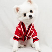 애견 애묘 니트 명품옷 가디건 레드 강아지옷(XXL까지), L(3KG~4KG)