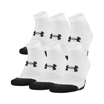 언더아머 성인용 퍼포먼스 테크 로우 컷 양말 (3개 및 6개 팩), Large, White (6-pairs)