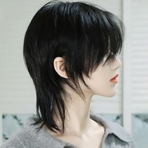 남자 가발 장발 긴머리 허쉬컷 울프컷 통가발 롱헤어 스타일링, 1개, 내츄럴 블랙+케어 5종 세트