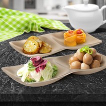 두칸나눔접시 유기 그릇브랜드 반찬 직사각 제작 예쁜, 코모AZ쇼핑몰 대