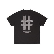 남자 여자 쿨 면 봄 반팔티 티셔츠 빈트릴 뉴 리플렉티브 해시태그 오버핏 티셔츠(블랙)