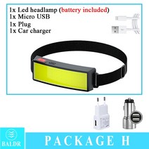 BALDR USB 충전식 COB LED 전조등 전원 디스플레이 휴대용 헤드 라이트 186, 03 UK, 04 Package 4
