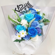영하우스 장미꽃다발 장미 20송이 성년의 날 생일 축하 꽃다발 선물 베로나 졸업식 졸업꽃 선물, 베로나 블루+축하합니다
