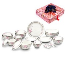 한국도자기 천상 칠첩 반상기 2인조 21p, 보자기-청홍
