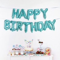 제이벌룬 생일 은박풍선세트 HAPPY BIRTHDAY, 블루