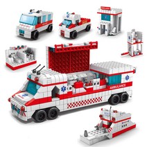 [알꿀밤-레고호환블럭-팩] E레고호환 1000pcs 블럭세트 팩 시리즈E, E의료 엠뷸런스 세트 팩E