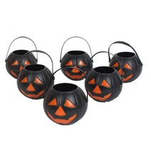 할로윈 사탕바구니 모음 할로윈데이 호박 바구니 오렌지색, 블랙 미니바구니(6개입/6.5cm)