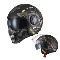 HIT No.7 CYRIL 흑무사 바이크 헬멧 할리데이비슨용 오토바이 반모 풀페이스 3C인증 AX6, L, 블랙12A