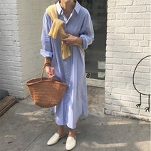 C.ONLIE SHOP루즈핏 스트라이프 롱셔츠원피스 원피스 하객룩 하객원피스