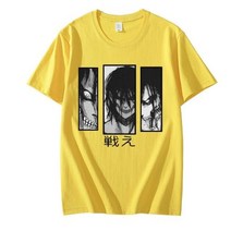 2022 타이탄 티셔츠에 대한 재미 있는 일본 애니메이션 공격 남자 에렌 예거 그래픽 티셔츠 만화 힙합 유니섹스 티셔츠 대형 남성