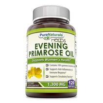 Pure Naturals 이브닝 프림로즈 오일 1300 Mg 120 소프트젤 10프로 감마 리놀렌산 함유 방지 및 반응 균형 순환 기능 지원