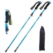 JENMV 5단 등산 스틱 초경량 등산스틱 2p 1세트 노르딕워킹스틱+ 스틱 케이스, 롱(적합신장 170cm-190cm), 스카이