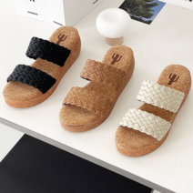 업타운걸스 Se 코르크 더블 웨지 통굽 슬리퍼 6CM P2 데일리 휴